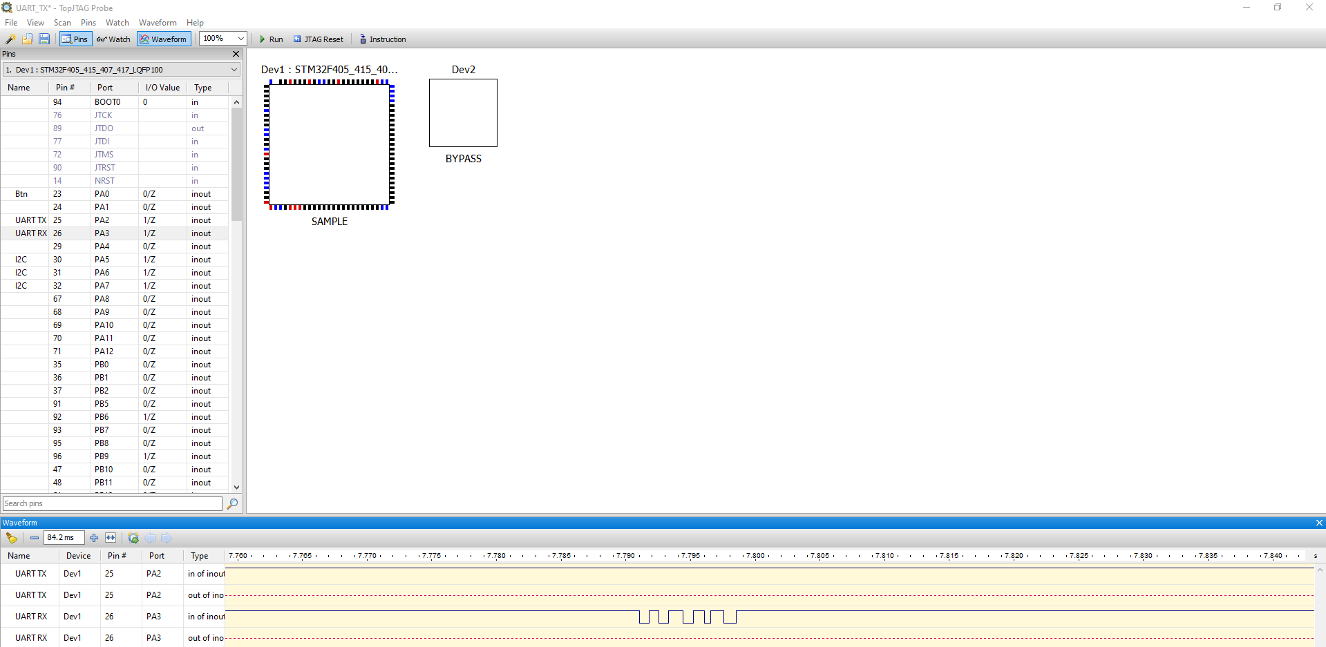 TOPJtag uart 1200-baudrate-view